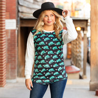 Load image into Gallery viewer, 40043 - Western Print &amp; Sequin Sleeves Top
