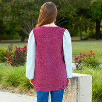 Load image into Gallery viewer, 40051 - Shimmer Fabric Color Block Long Sleeve Top
