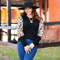 Load image into Gallery viewer, 40058 - Leopard Patchwork Print Long Sleeve Top
