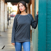 Load image into Gallery viewer, 40059 - Round Neckline Textured Long Sleeve Top
