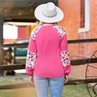 Load image into Gallery viewer, 40061 - Pink Leopard Color Block Long Sleeve Top
