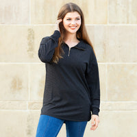 Load image into Gallery viewer, 40069 - Sparkly Half-Zip Pullover - Black
