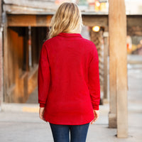 Load image into Gallery viewer, 40069 - Sparkly Half-Zip Pullover - Red
