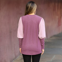 Load image into Gallery viewer, 40071 - Sparkle Color Block Puffed Long Sleeve Top
