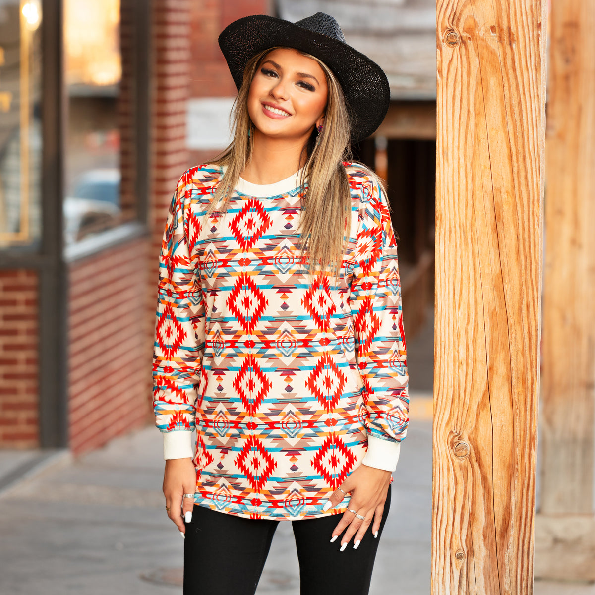 40072 - Multicolor Geometric Print Top