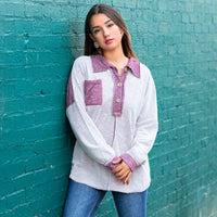 Load image into Gallery viewer, 40075 - Knit Top with Square Pocket - Burgundy
