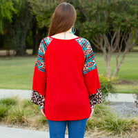 Load image into Gallery viewer, 40076 - Leopard Geometric Print Long Sleeve Top
