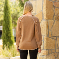 Load image into Gallery viewer, 40083 - Knit Sweater with Accent Buttons - Brown
