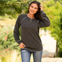 Load image into Gallery viewer, 40083 - Knit Sweater with Accent Buttons - Grey
