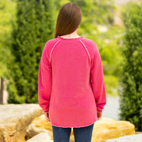 Load image into Gallery viewer, 40083 - Knit Sweater with Accent Buttons - Pink
