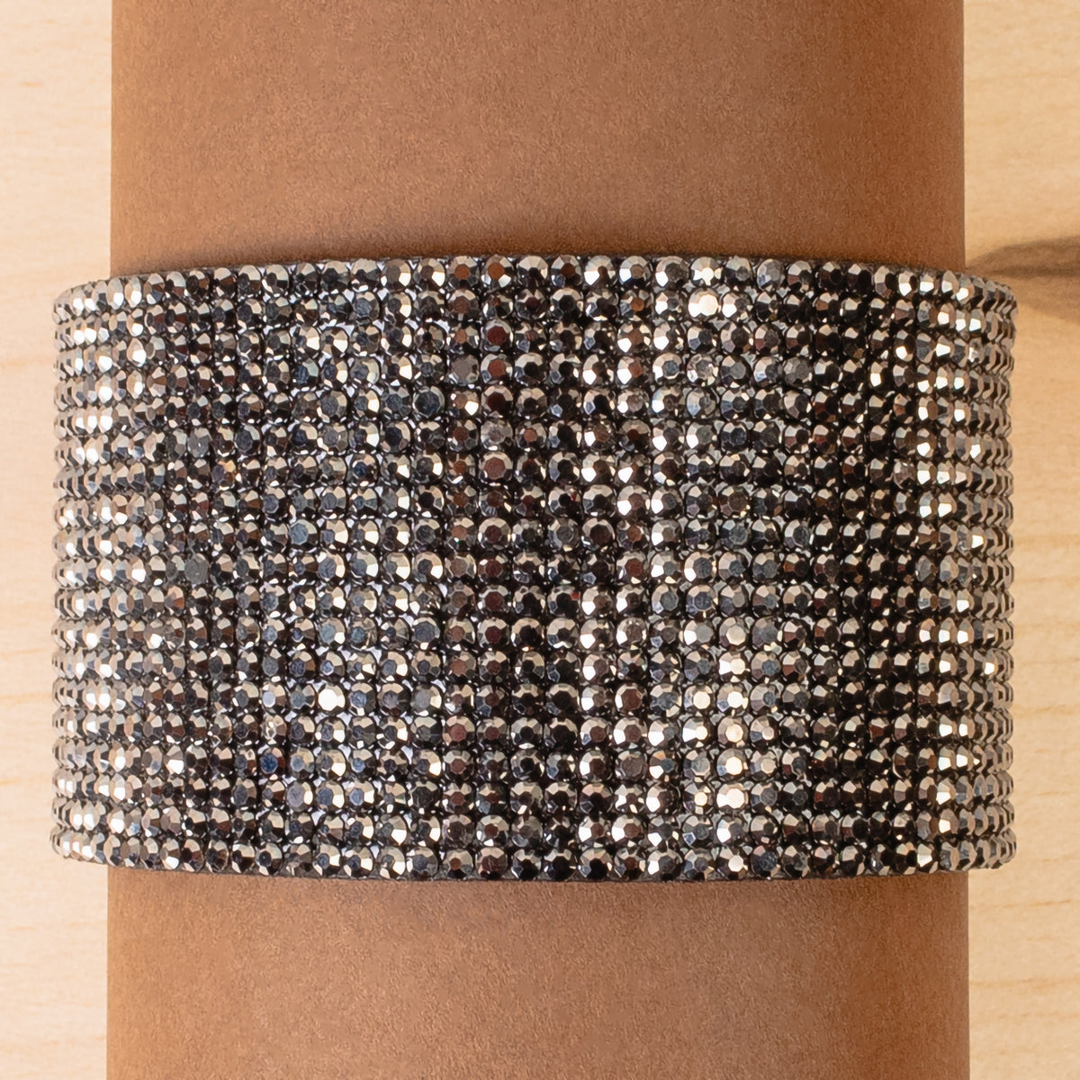4201 - Rhinestone Cuff Bracelet - Black Diamond