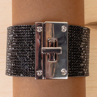 Load image into Gallery viewer, 4201 - Rhinestone Cuff Bracelet - Black
