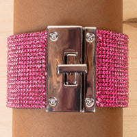 Load image into Gallery viewer, 4201 - Rhinestone Cuff Bracelet - Fuchsia
