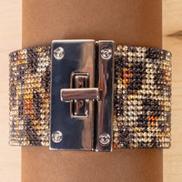 Load image into Gallery viewer, 4201 - Rhinestone Cuff Bracelet - Leopard
