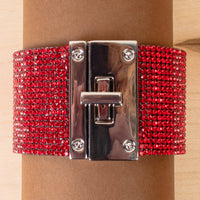 Load image into Gallery viewer, 4201 - Rhinestone Cuff Bracelet - Red
