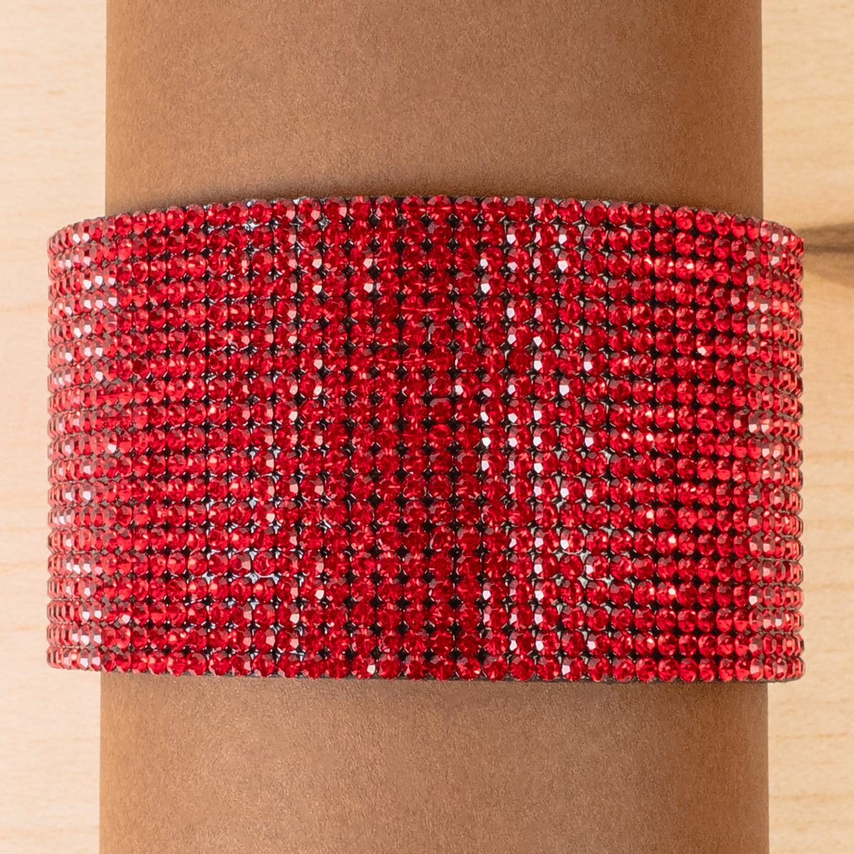 4201 - Rhinestone Cuff Bracelet - Red