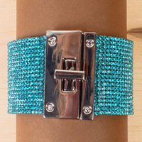 Load image into Gallery viewer, 4201 - Rhinestone Cuff Bracelet - Turquoise
