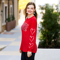 Load image into Gallery viewer, 50001 - LOVE Sequin Top with Printed Heart Sleeves
