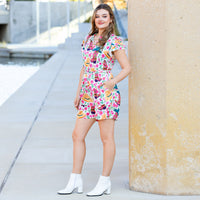 Load image into Gallery viewer, 50006 - Ruffle Sleeves Floral and Western Print Romper with Pockets
