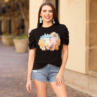 Load image into Gallery viewer, 50009 - MAMA Floral Print Half Sleeve Top with Bunched Sleeves
