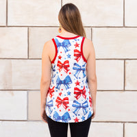 Load image into Gallery viewer, 50021 - 4th of July Bow &amp; Stars Print Tank Top

