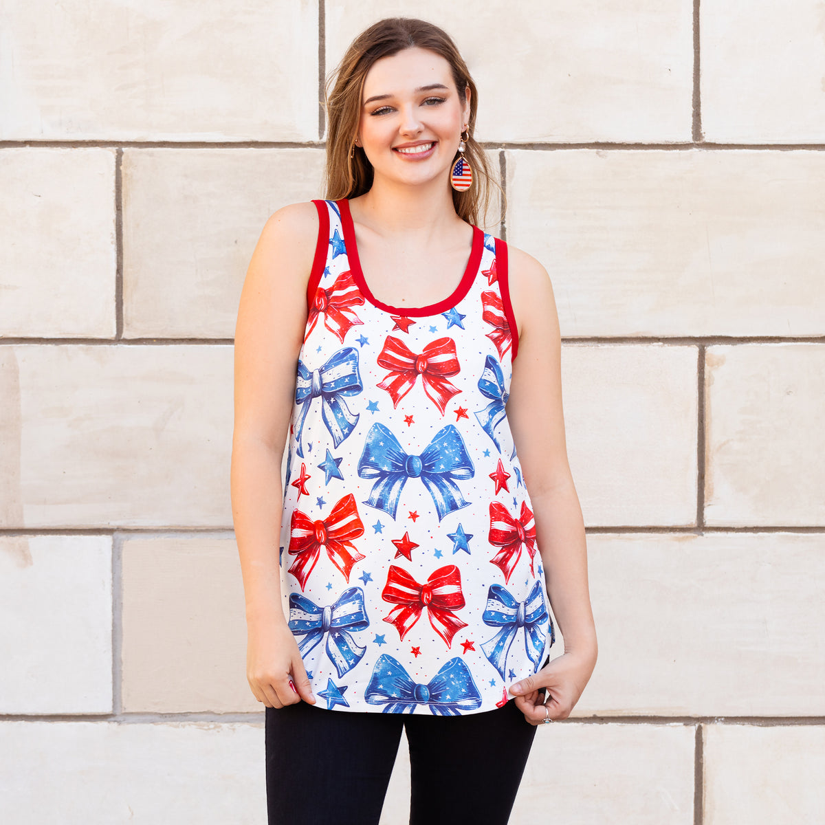 50021 - 4th of July Bow & Stars Print Tank Top