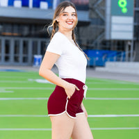 Load image into Gallery viewer, 50023 - High-Waisted Varsity Game Day Shorts with Pockets - Burgundy

