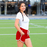 Load image into Gallery viewer, 50023 - High-Waisted Varsity Game Day Shorts with Pockets - Red
