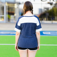 Load image into Gallery viewer, 50029 - Game Day Shimmery Top with Accent Buttons - Blue
