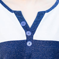 Load image into Gallery viewer, 50029 - Game Day Shimmery Top with Accent Buttons - Blue
