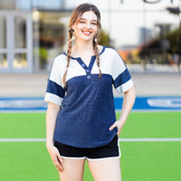 Load image into Gallery viewer, 50029 - Game Day Shimmery Top with Accent Buttons - Blue
