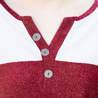 Load image into Gallery viewer, 50029 - Game Day Shimmery Top with Accent Buttons- Burgundy
