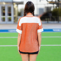 Load image into Gallery viewer, 50029 - Game Day Shimmery Top with Accent Buttons - Burnt Orange
