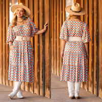 Load image into Gallery viewer, 50040 - Geometric Print Bubble Sleeve Dress with Pockets
