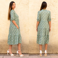 Load image into Gallery viewer, 50041 - V - Neck Leaf Print Dress with Pockets
