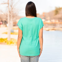 Load image into Gallery viewer, 50050 - Solid Waffle Knit Half Sleeve Top - Mint Green
