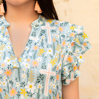 Load image into Gallery viewer, 50055 - Ruffle Sleeve Floral and Cross Dress with Pockets
