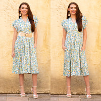 Load image into Gallery viewer, 50055 - Ruffle Sleeve Floral and Cross Dress with Pockets
