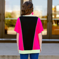 Load image into Gallery viewer, 50056 - Color Block Half Sleeve Top - Black Pink
