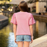 Load image into Gallery viewer, 50057 - Happy Easter Sequin Bubble Sleeve Top
