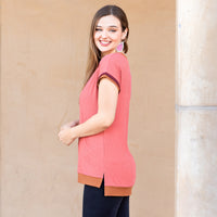 Load image into Gallery viewer, 50058 - Round Neckline Ribbed Fabric Half Sleeve Top
