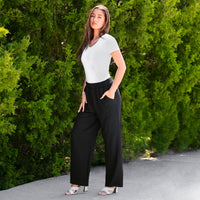 Load image into Gallery viewer, 50067 - Wide Leg Textured Pants with Pockets - Black
