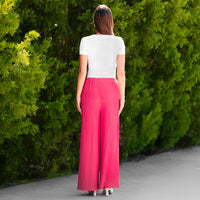Load image into Gallery viewer, 50067 - Wide Leg Textured Pants with Pockets - Hot Pink
