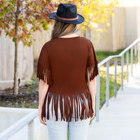 Load image into Gallery viewer, 50077 - Howdy Half Sleeve Top with Fringe
