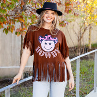Load image into Gallery viewer, 50077 - Howdy Half Sleeve Top with Fringe
