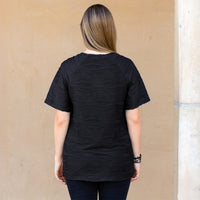 Load image into Gallery viewer, 50081 - Textured Half Sleeve Top - Black

