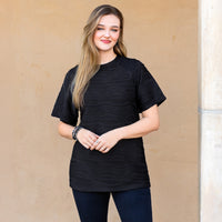 Load image into Gallery viewer, 50081 - Textured Half Sleeve Top - Black
