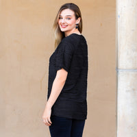 Load image into Gallery viewer, 50081 - Textured Half Sleeve Top - Black

