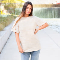 Load image into Gallery viewer, 50081 - Textured Half Sleeve Top - Beige
