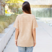 Load image into Gallery viewer, 50081 - Textured Half Sleeve Top with slits - Tan
